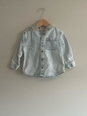 George Light Blue Denim Hooded Snap Jacket